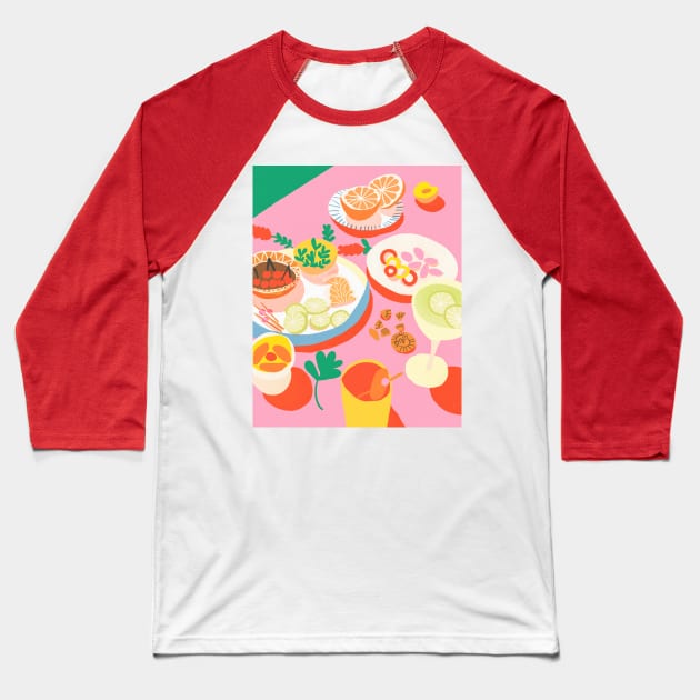Pink Picnic Baseball T-Shirt by Gigi Rosado